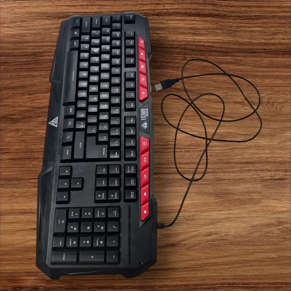 GAMDIAS ARES V2 Gaming Keyboard USB Wired Ergonomic Red‎ Accents PC Computer